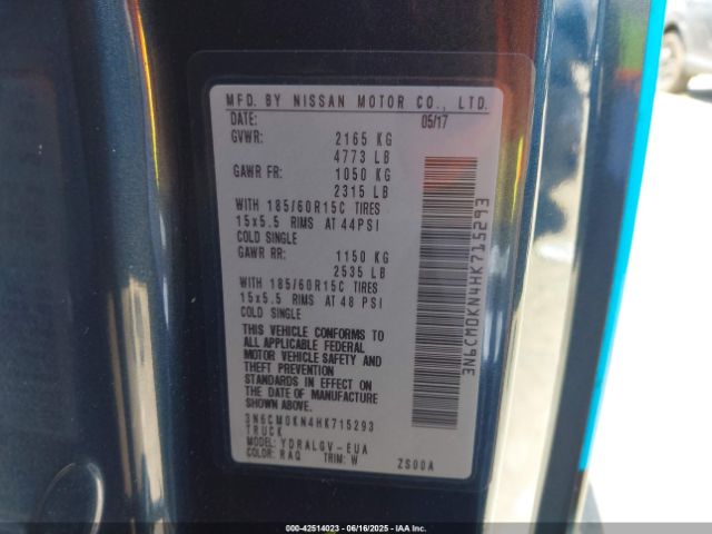 3N6CM0KN4HK715293 Nissan 2017
