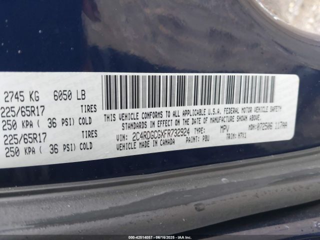 2C4RDGCGXFR732924 Dodge Grand Caravan Sxt