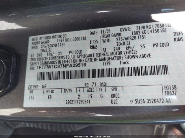 2022 FORD F-150 1FTFW1C87NFA29516 Photo 8