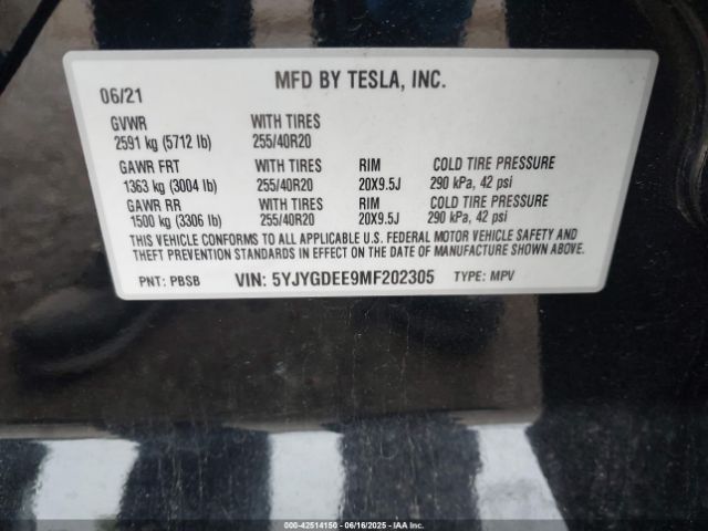 5YJYGDEE9MF202305 Tesla Model Y