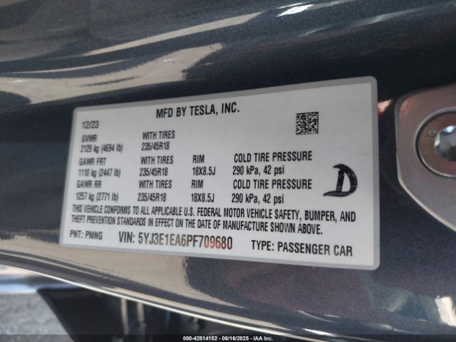 2023 TESLA MODEL 3 5YJ3E1EA6PF709680 Photo 8