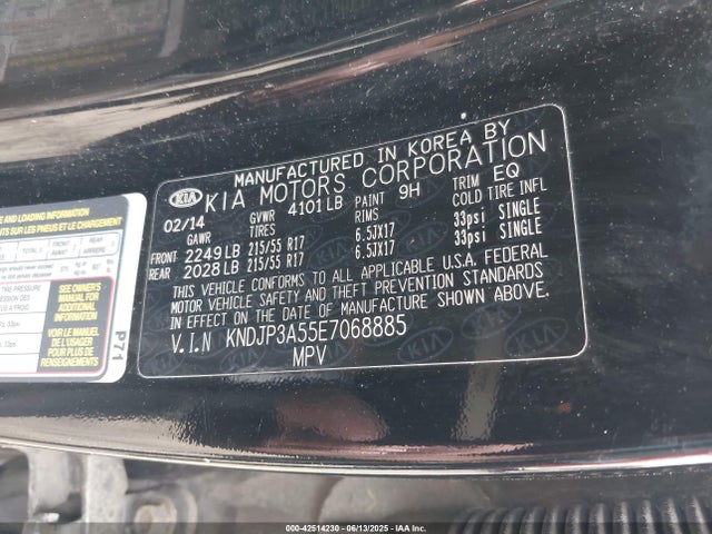 KIA SOUL + 2014 KNDJP3A55E7068885 Image 9