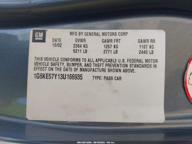 2003 CADILLAC DEVILLE 1G6KE57Y13U166935 Photo 8