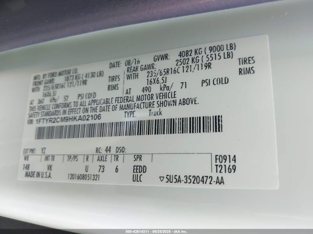 1FTYR2CM9HKA02106 Ford 2017