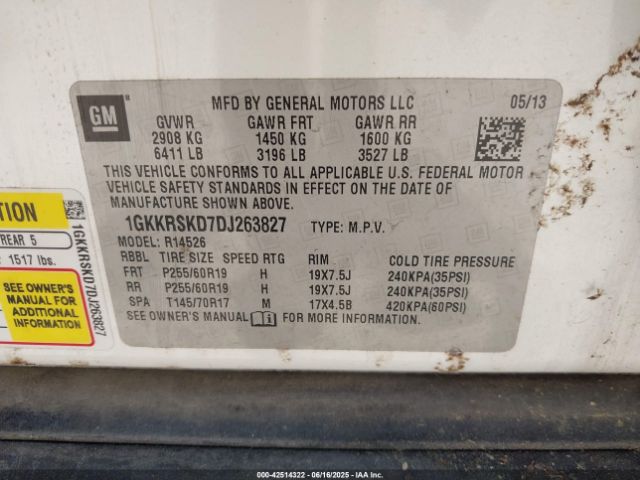 2013 GMC ACADIA 1GKKRSKD7DJ263827 Photo 8