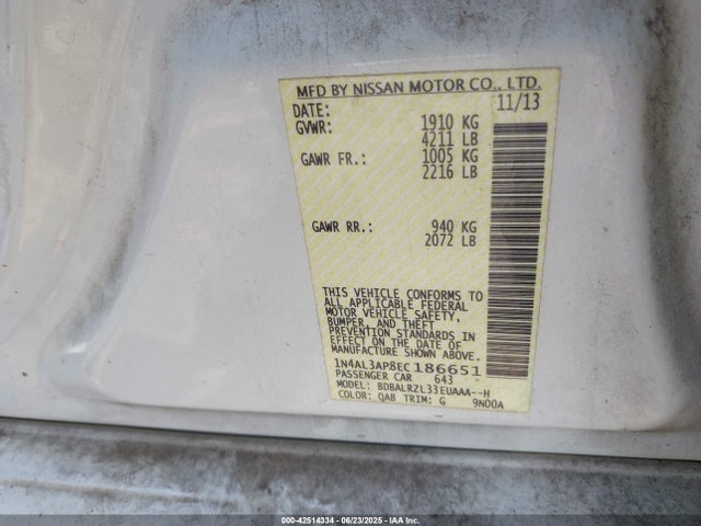 1N4AL3AP8EC186651 Nissan 2014