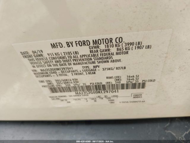 2019 FORD ECOSPORT MAJ3S2GE0KC297041 Photo 8