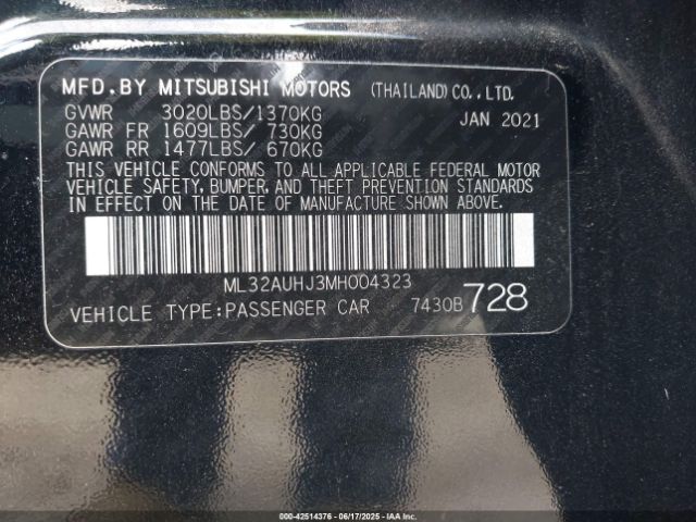 2021 MITSUBISHI MIRAGE ML32AUHJ3MH004323 Photo 8