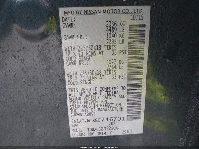 5N1AT2MTXGC746701 Nissan 2016