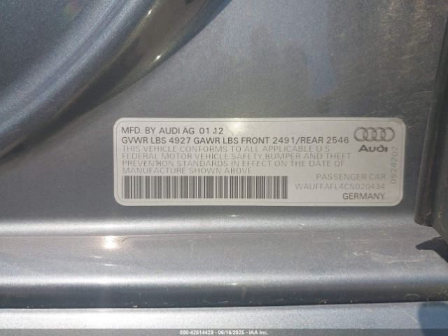 2012 AUDI A4 WAUFFAFL4CN020434 Photo 8