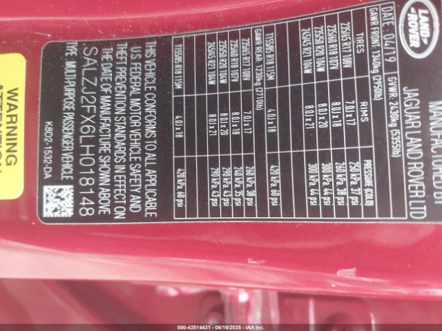 2020 LAND ROVER RANGE ROVER EVOQUE SALZJ2FX6LH018148 Photo 8