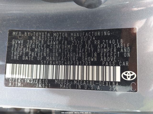 2024 TOYOTA COROLLA 5YFB4MDE4RP181701 Photo 8