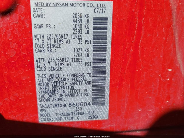 5N1AT2MTXHC860604 Nissan 2017