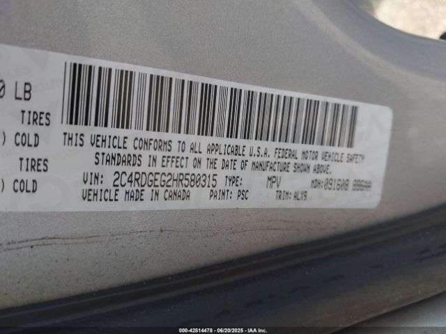 2017 DODGE GRAND CARAVAN 2C4RDGEG2HR580315 Photo 8