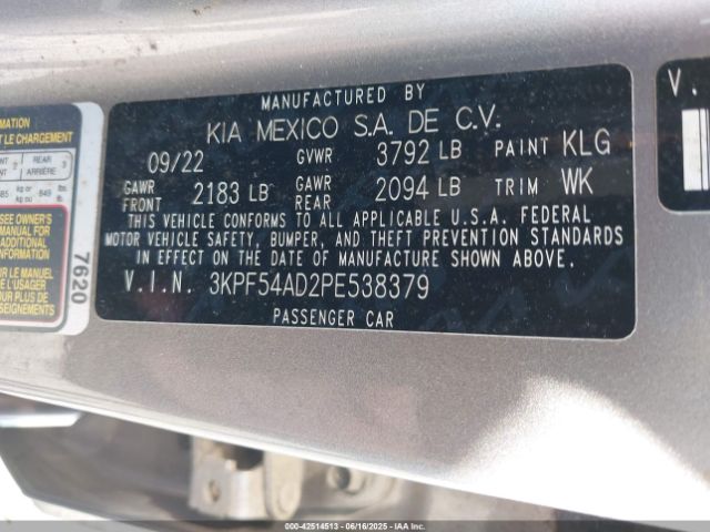 3KPF54AD2PE538379 KIA mpi nu