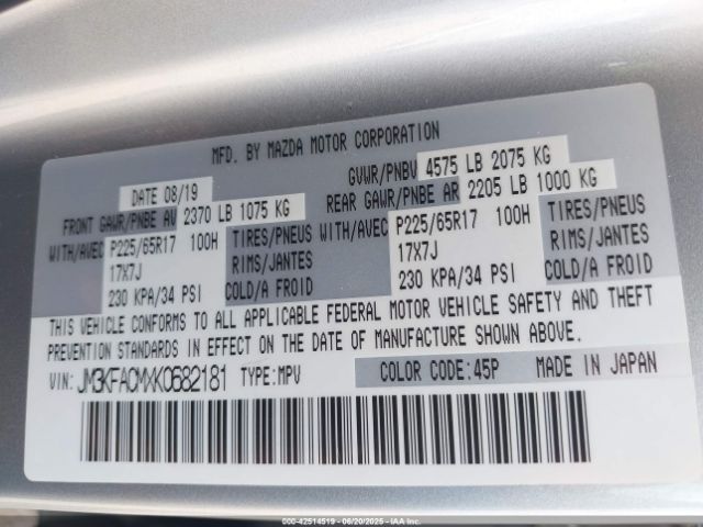 2019 MAZDA CX-5 JM3KFACMXK0682181 Photo 8