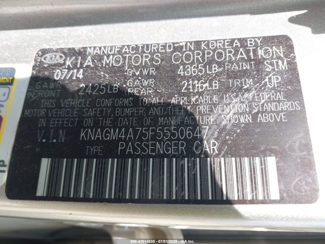 KIA dohc gdi theta ii 2015 KNAGM4A75F5550647 Image 9