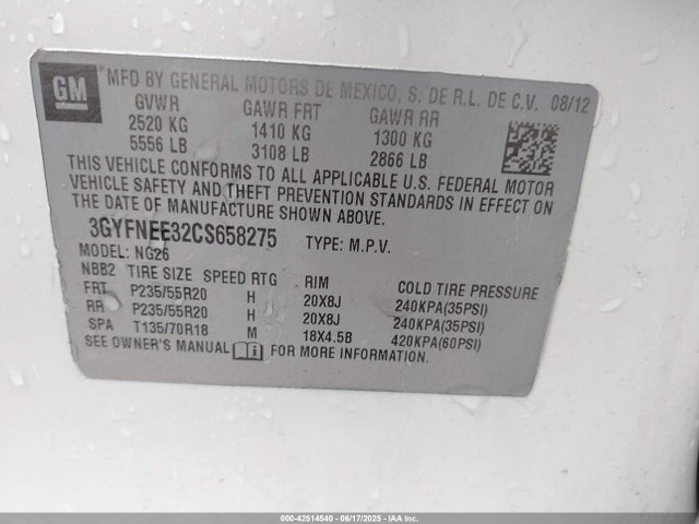 2012 CADILLAC SRX 3GYFNEE32CS658275 Photo 8