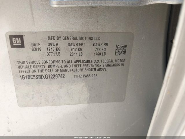1G1BC5SMXG7239742 Chevrolet le2 - di: direct injection, alum, vvt, gen i, gmna