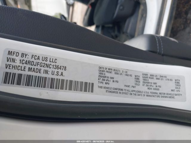 2022 DODGE DURANGO 1C4RDJFG2NC136478 Photo 8