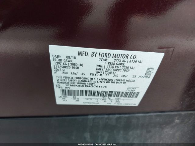 2018 FORD EXPLORER 1FM5K8DH5JGC61496 Photo 8
