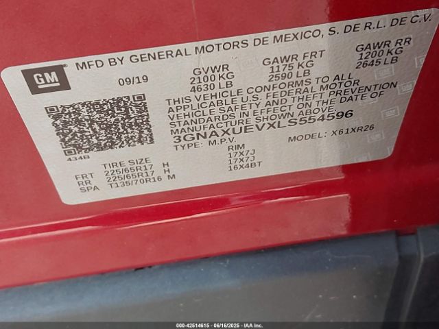 2020 CHEVROLET EQUINOX 3GNAXUEVXLS554596 Photo 8