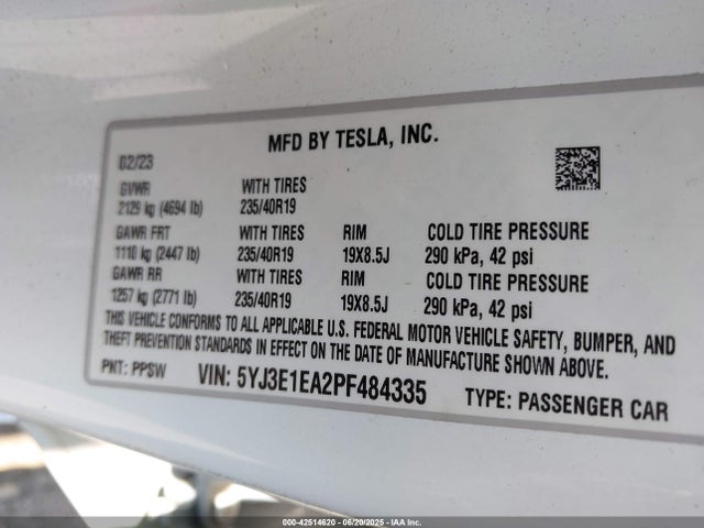2023 TESLA MODEL 3 5YJ3E1EA2PF484335 Photo 8