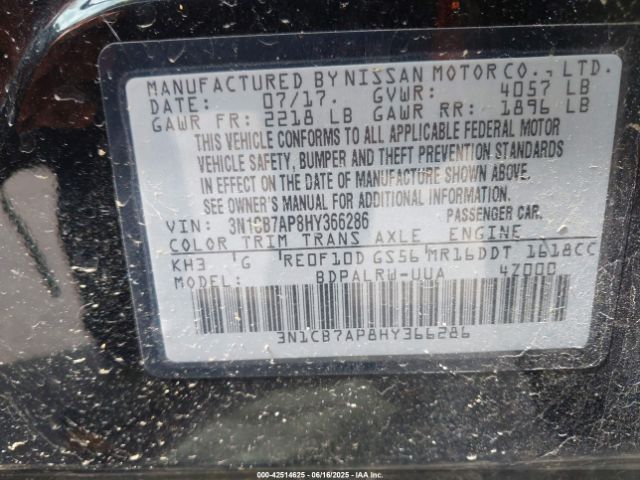 2017 NISSAN SENTRA 3N1CB7AP8HY366286 Photo 8
