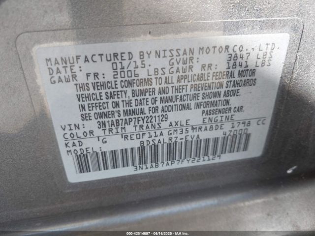 3N1AB7AP7FY221129 Nissan Sentra