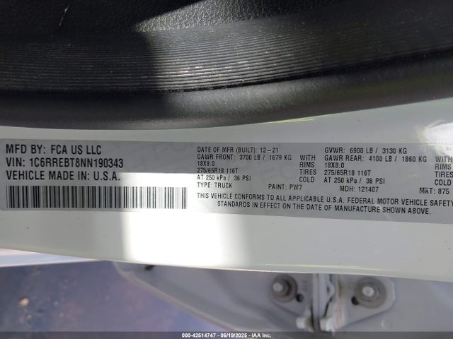 1C6RREBT8NN190343 RAM 2022