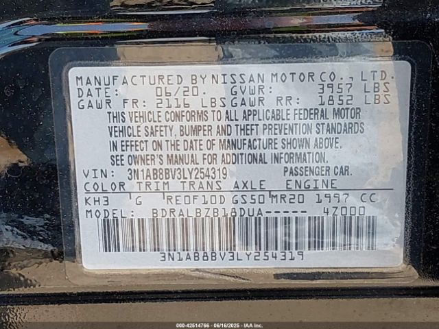 2020 NISSAN SENTRA 3N1AB8BV3LY254319 Photo 8
