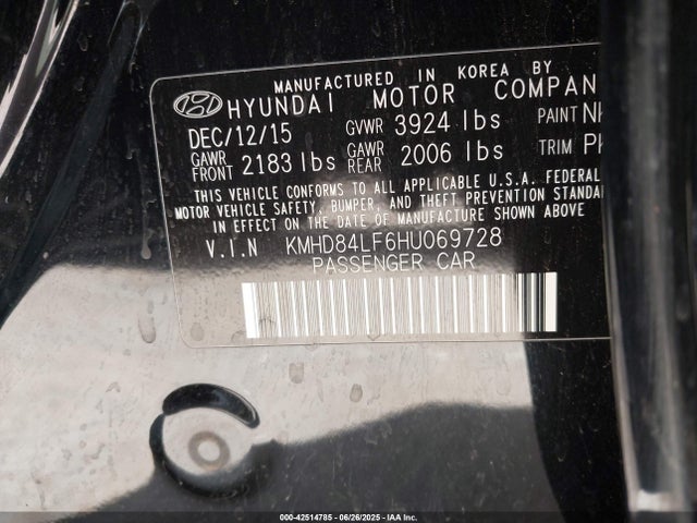KMHD84LF6HU069728 Hyundai Elantra