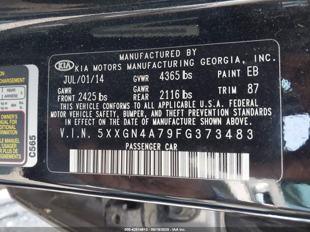5XXGN4A79FG373483 KIA dohc gdi theta ii