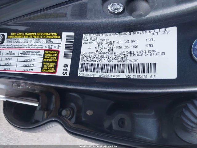 3TMCZ5AN5NM494936 Toyota 2gr-fks