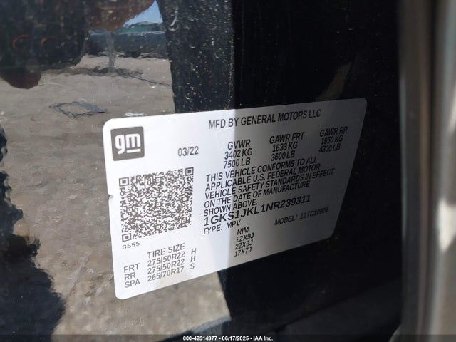1GKS1JKL1NR239311 GMC l87 - di dfm, alum, gen 5