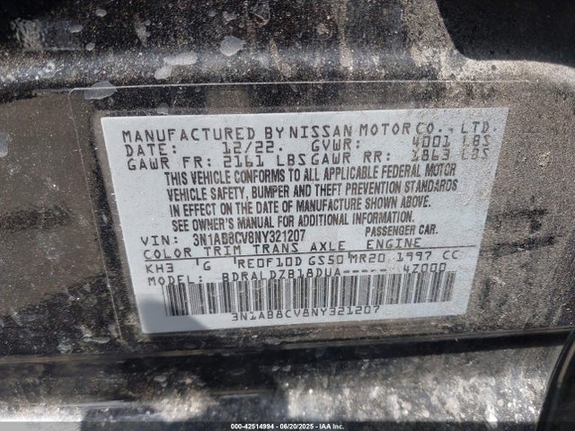 3N1AB8CV8NY321207 Nissan 2022