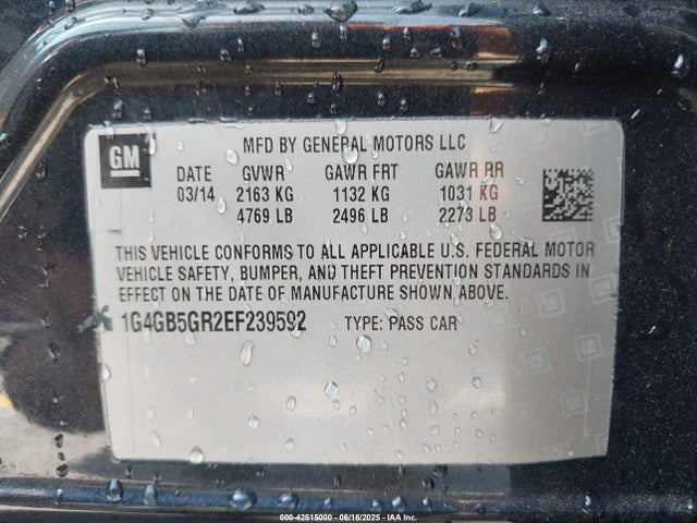 Buick luk - di, alum, bas, ecotec 2014 1G4GB5GR2EF239592 Image 9