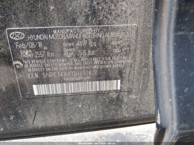 2018 HYUNDAI SONATA 5NPE34AF1JH690479 Photo 8