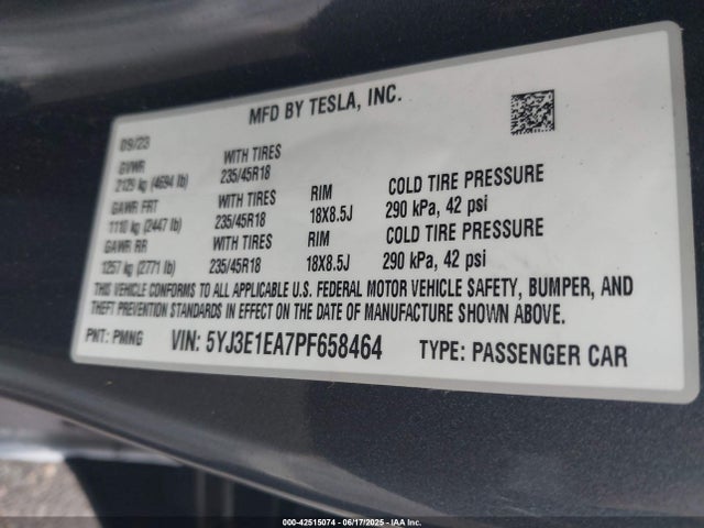 2023 TESLA MODEL 3 5YJ3E1EA7PF658464 Photo 8