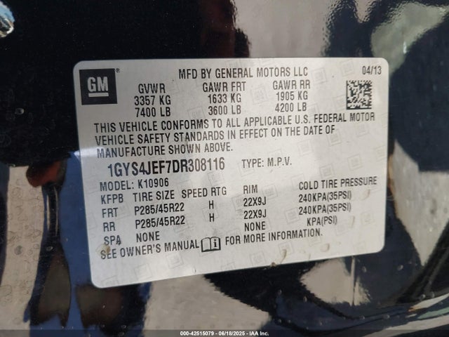 2013 CADILLAC ESCALADE ESV 1GYS4JEF7DR308116 Photo 8