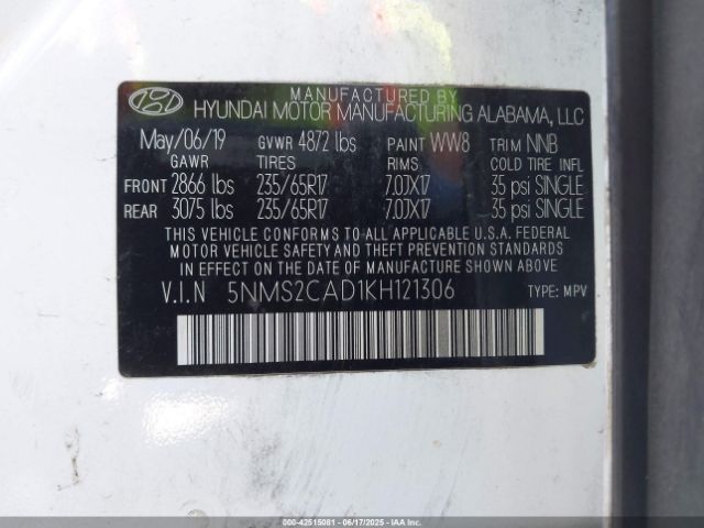 5NMS2CAD1KH121306 Hyundai gdi theta ii