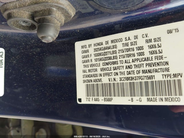3CZRM3H37FG715691 Honda k24w9/k24v1