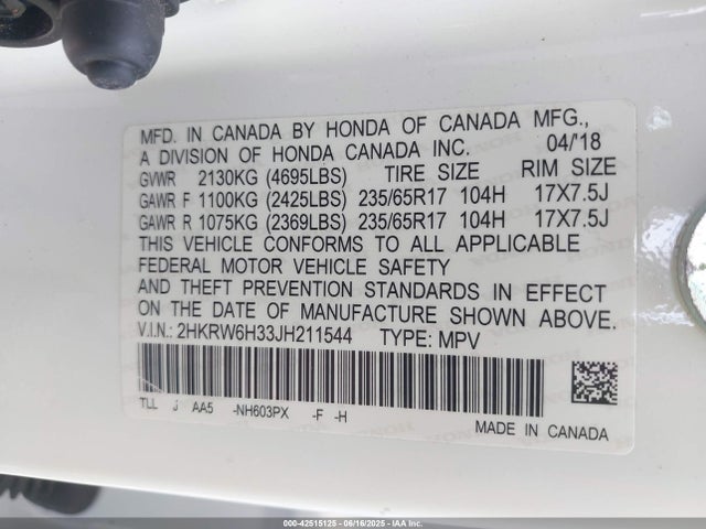 2HKRW6H33JH211544 Honda k24w9/k24v9