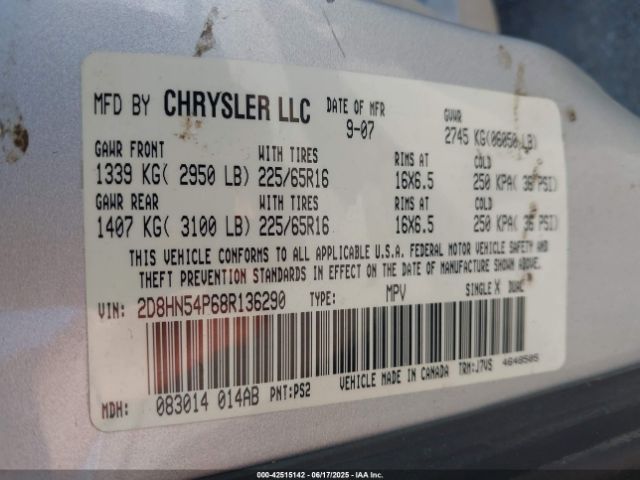 2008 DODGE GRAND CARAVAN 2D8HN54P68R136290 Photo 8