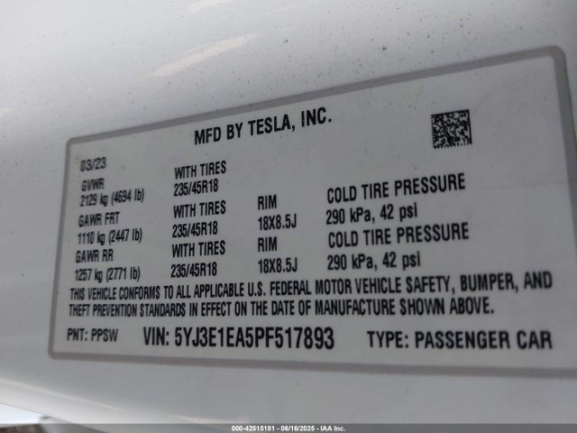 2023 TESLA MODEL 3 5YJ3E1EA5PF517893 Photo 8