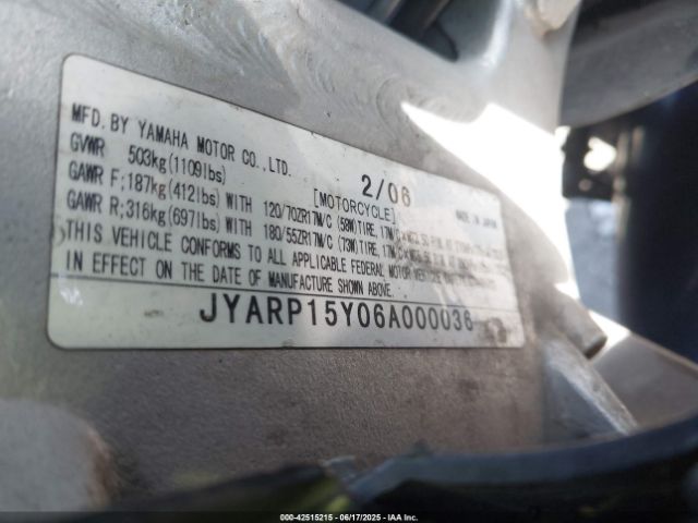 2006 YAMAHA FJR1300 JYARP15Y06A000036 Photo 9