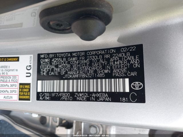 2022 TOYOTA PRIUS PRIME JTDKAMFP8N3211485 Photo 8