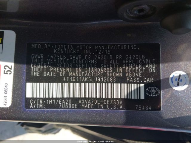 4T1G11AK5LU912083 Toyota a25a-fks