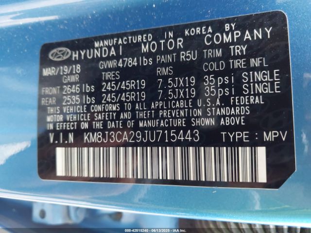 KM8J3CA29JU715443 Hyundai Tucson Value