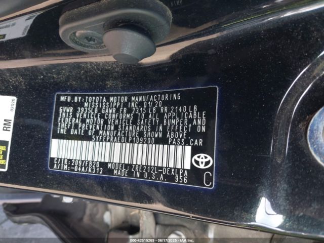 5YFEPRAE0LP109200 Toyota COROLLA LE